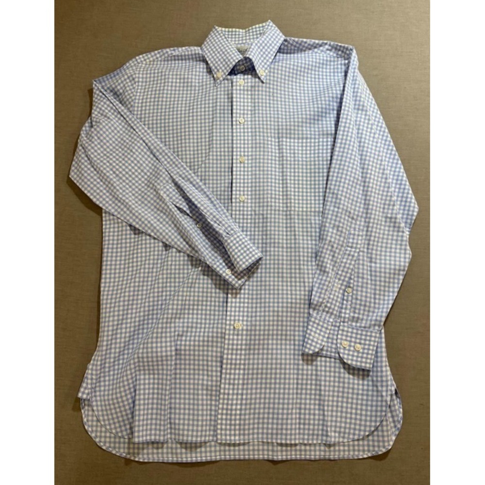 Ben Silver Charleston Shirt Adult 14 1/2-32 M Blue Check Button Up Casual‎ Mens.